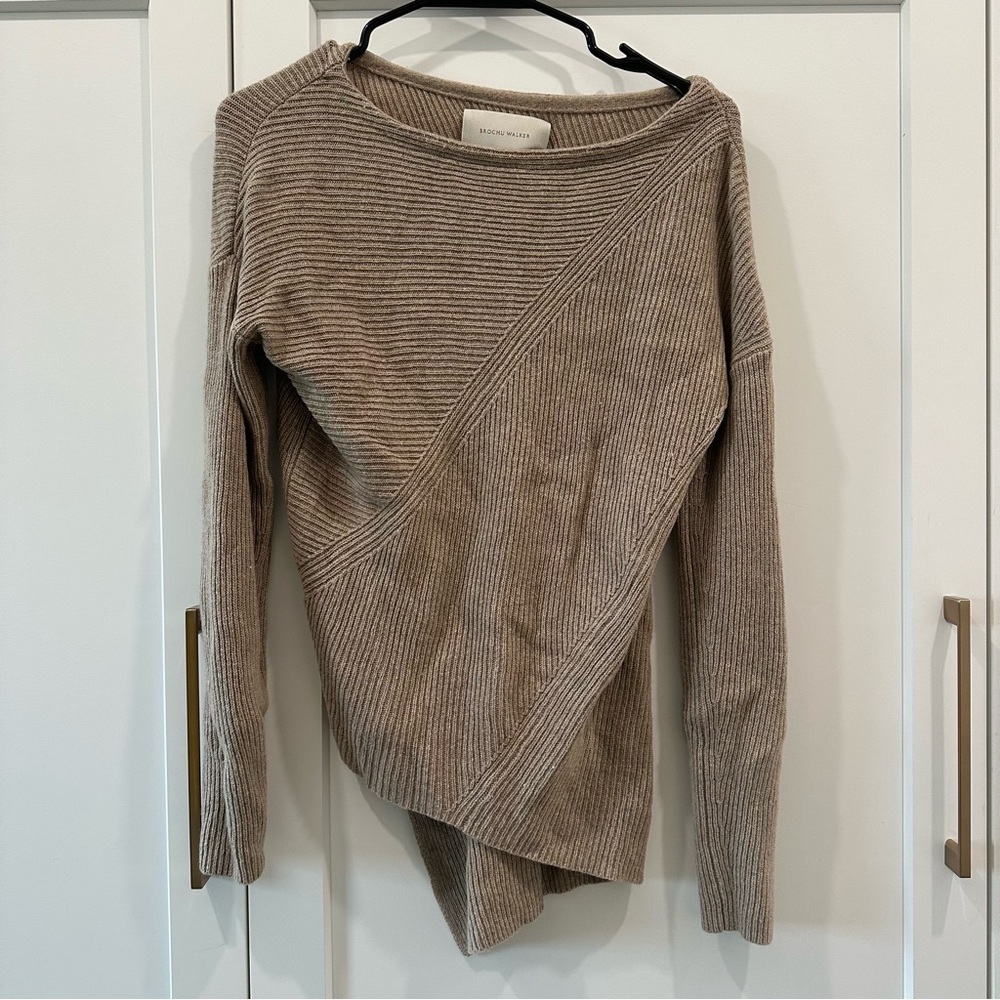 Brochu Walker Tan Asymmetrical Sweater